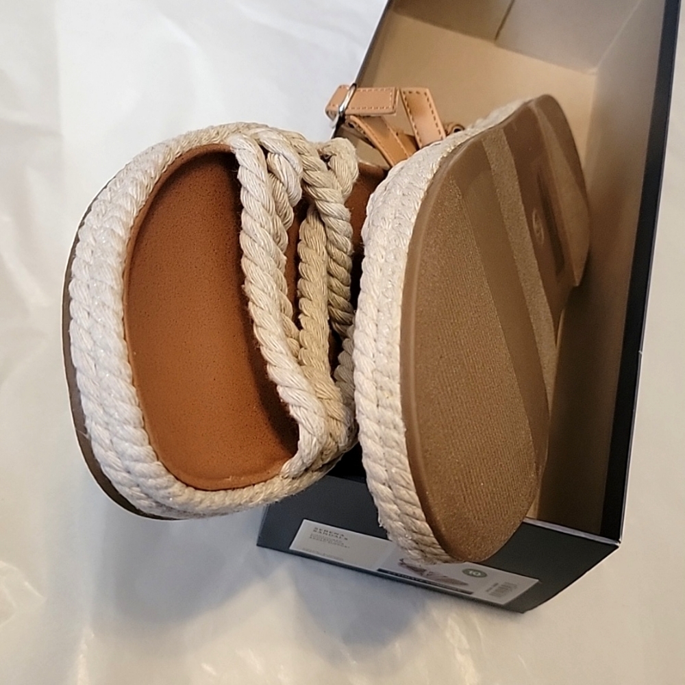 NWT Universal Threads Serena Nautical Rope Sandals Vegan Leather Flats - Picture 5 of 9